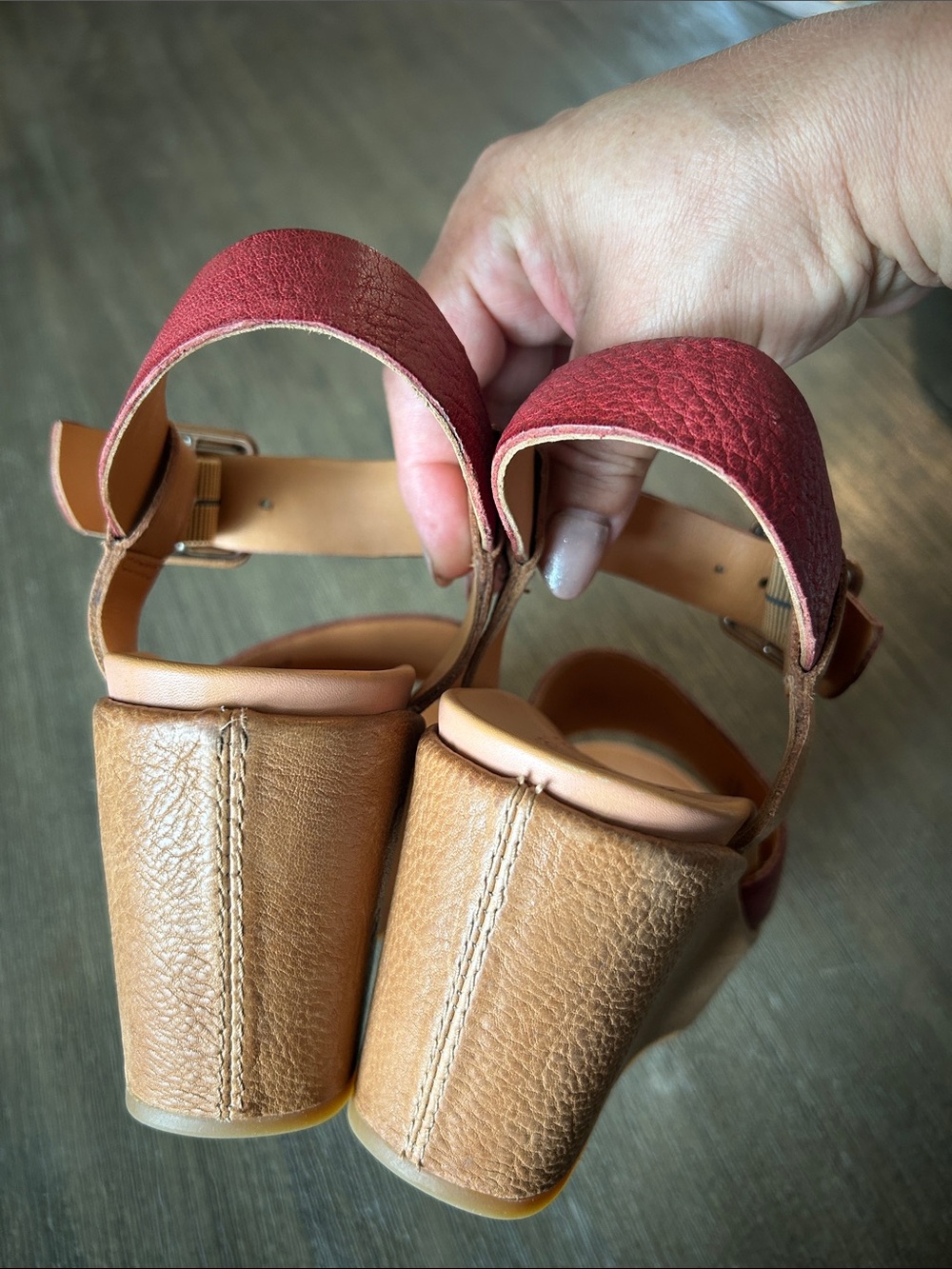Kork Ease Size 7 Keirn Ankle Strap Platform Wedge Leather Sandal. - Picture 8 of 9